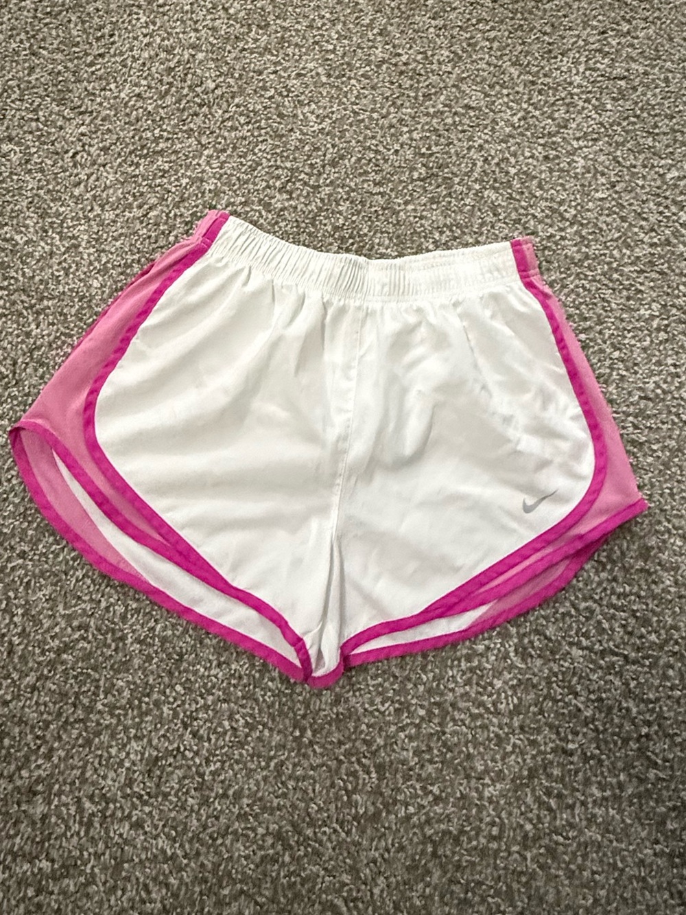 Nike White Athletic Shorts with Pink Trim
